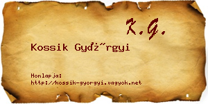 Kossik Györgyi névjegykártya